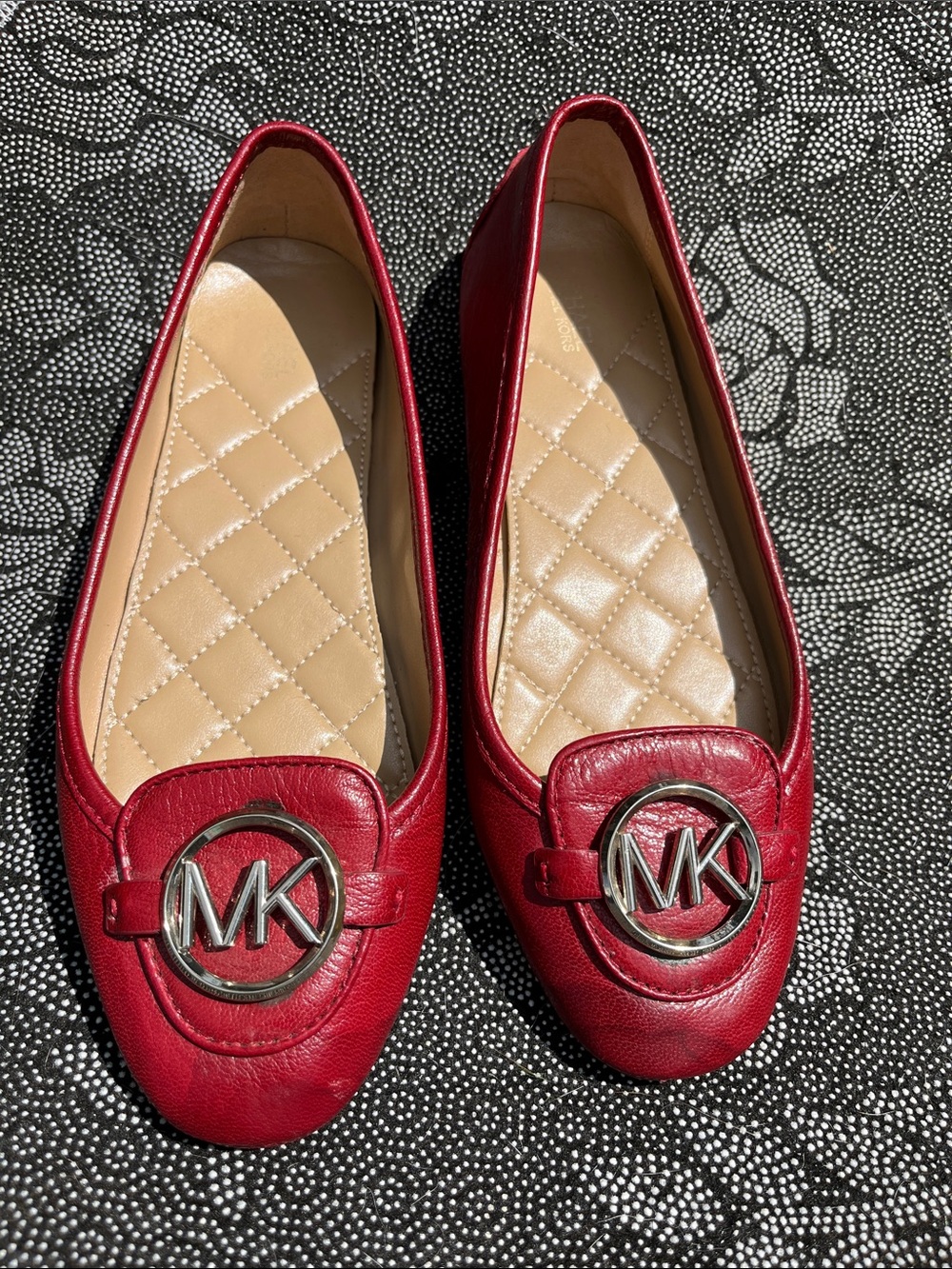 Michael Kors Fulton Moc Flats red leather sz 7 READ description